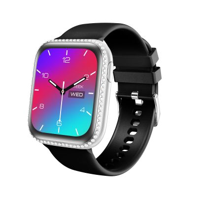 AIYAAIYA Smart Watch for Women, 1.75" AMOLED Fitness Tracker for Android iOS, Answer/Make Call with Heart Rate Sleep Monitor 130+ Sports Mode, IP68 Waterproof Smartwatch (Black Band with Silver Watch)