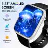 AIYAAIYA Smart Watch for Women, 1.75" AMOLED Fitness Tracker for Android iOS, Answer/Make Call with Heart Rate Sleep Monitor 130+ Sports Mode, IP68 Waterproof Smartwatch (Black Band with Silver Watch) view 2