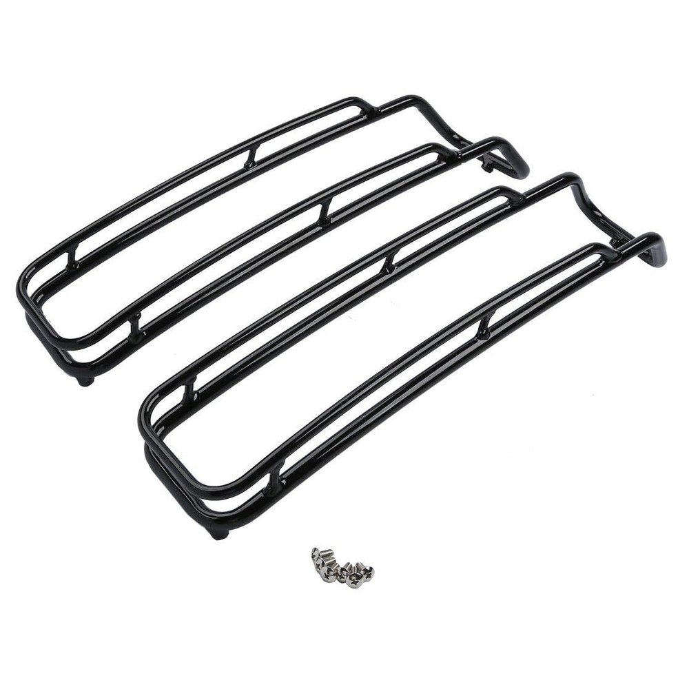 AINNUDSE Black Top Hard Saddlebags Lids Rack Rail Guards Iron Saddlebag Guard-Type BTHSLRRGFFHT1 Compatible with Harley Davidson