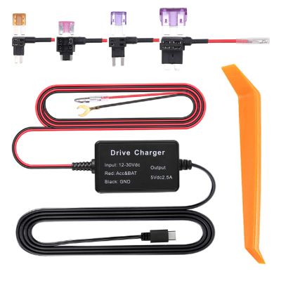 Cam Hardwire Kit 24H, Dashcam Hardwire Kit USB C High Security, 5V/2.5A Voltage Reduction, Easy Installation, 3.2M Cable Length, Kit Adicional Hardwire for Car Recorder, Mirror Cam, Navigator,