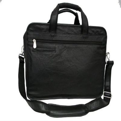 212 Main Leather Practical Expandable Computer Case, Black