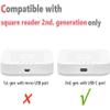 2 Packs Square Dock for Square Reader 2nd Generation, Holder Stand for Square Reader 2nd Generation, Smart Anti-Sleep Button, Anti-Slip Base Dock (Cable & Wall Charger, NO Reader view 3
