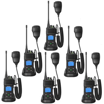 SAMCOM Two Way Radios 6 Packs with 6 Shoulder Mics