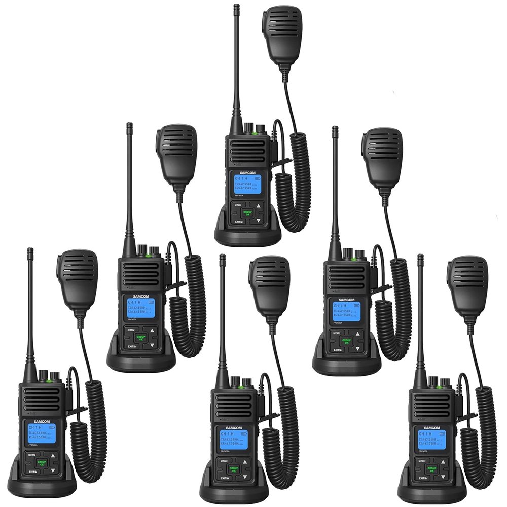 SAMCOM Two Way Radios 6 Packs with 6 Shoulder Mics