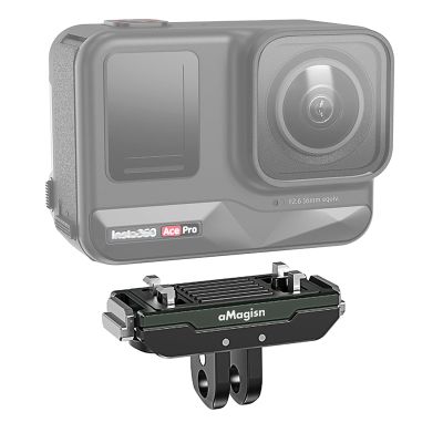 MODJUEGO Magnetic Quick Release Mount for Insta360 Ace Pro/Ace Snap-On Magnetic 2 Prong Mount and 1/4 Thread Mount