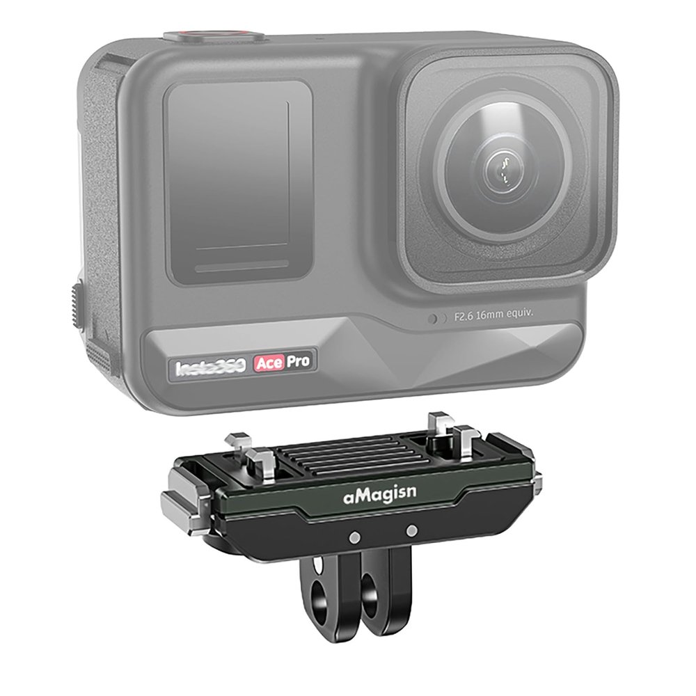 MODJUEGO Magnetic Quick Release Mount for Insta360 Ace Pro/Ace Snap-On Magnetic 2 Prong Mount and 1/4 Thread Mount