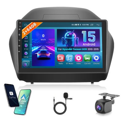 2+64GB for Hyundai Tucson IX35 2010 2011 2012 2013 2014 2015 Android Car Stereo, 10.1 Inch Touchscreen Car Radio with Wireless Carplay/Android Auto/GPS Navigation/WiFi/Bluetooth/FM/RDS + Backup Camera