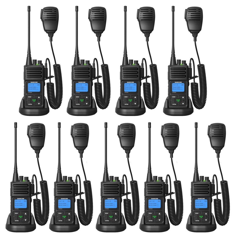 SAMCOM Walkie Talkies with Speaker Mic, 9 Packs