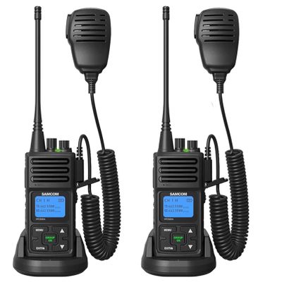 SAMCOM Radios 2 Packs with 2 Speaker Mics for Walkie Talkies