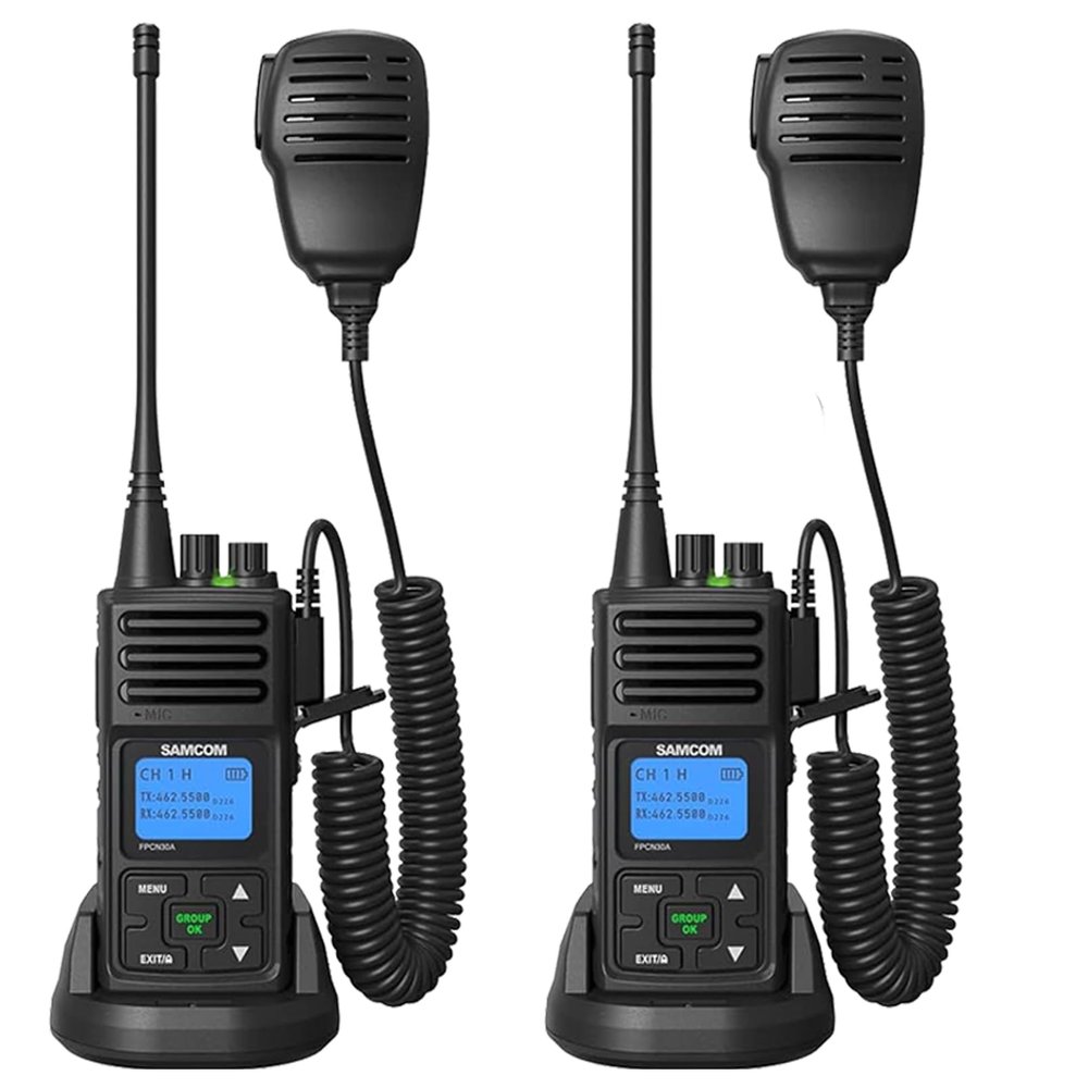 SAMCOM Radios 2 Packs with 2 Speaker Mics for Walkie Talkies