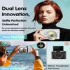 ToAuite 4K Digital Camera for Photography, 64MP Autofocus Vlogging Camera for YouTube with Selfie Lens, Compact Travel Video Camera with Flash, 16X Zoom, Anti-Shake, 32GB Card, 2 Batteries(White) view 2