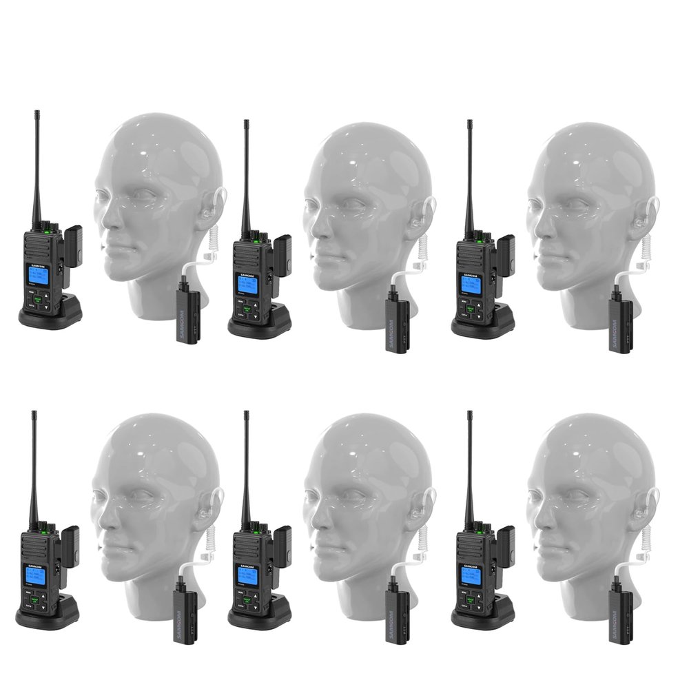 SAMCOM Radios with Wireless Airtube Earphones, 6 Packs
