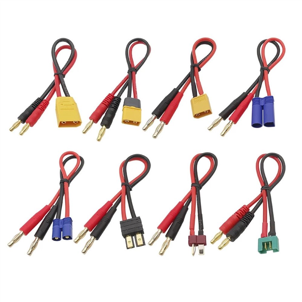 5Pcs XT90 XT60 XT60H EC5 EC3 Male Plug to 4.0mm Banana Plugs Connector with 20CM Silicone Wire 14AWG(Color:4mm to XT90 Male)