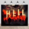 CHNYWORK 15x10ft Hell Backdrop Halloween Theme Skull Monster Creepy Ghost Hellfire Background Hell Halloween Horror Theme Party Decor Photo Wallpaper view 1