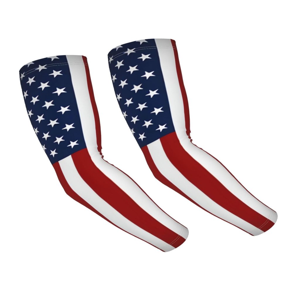 LVGOOKI Cute USA Flag Arm Sleeves Fashion Sun Protection Cooling Arm Sleeves Packable Outdoor Arm Sleeves for Women and Men