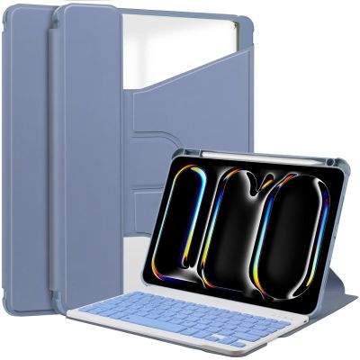 kaidisen 360 Rotating Keyboard Case Compatible with iPad Pro 13 inch M4 2024, Vertical Stand Magnetic Detachable Keyboard Slim Folio Smart Cover with Keyboard,Purple Gray