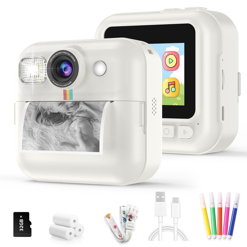Kids Camera Instant Print, Toddler Travel Selfie Video Camera Toy for Girls
