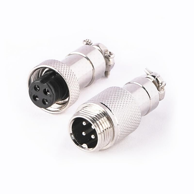 1Set GX12 4 Pin Metal Male Female Panel Connector, 12mm Panel Mount Circular Metal Aviation Connector Adapter Plug Socket for Cable Power Connection (1PCS)