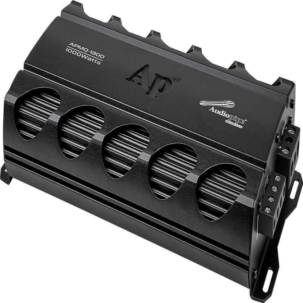Audiopipe Mini Class D Mono Mosfet Power Amplifier (APMQ-1300), High Performance, 1000W, Compact Design, MOSFET Circuitry, Subsonic Filter, Low-Pass Filter, Reliable Protection, Remote Bass Knob