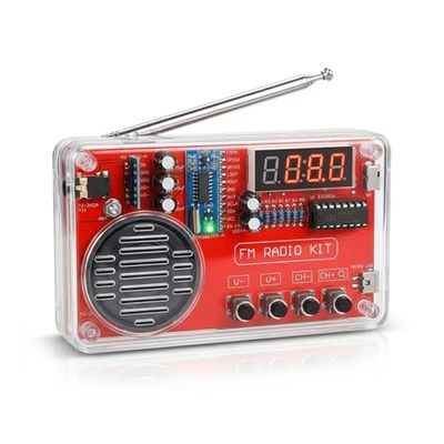 Gikfun Portable FM Radio DIY Kit, Soldering Practice Projects FM 87-108MHz with LED Display Headphone Jack Automatic Station Search Suitable for School Hobby Group Education Creative EK1998
