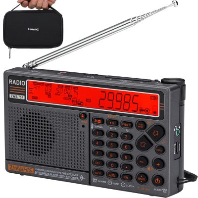 ZHIWHIS Shortwave Radio with APP Control and Antenna Port, AIR AM FM SW UHF VHF WB NOAA Emergency Radios, Flashlight/SOS Alarm/Bluetooth/MicroSD Play/1000Presets/Rechargeable Portable Receiver ZWS-757