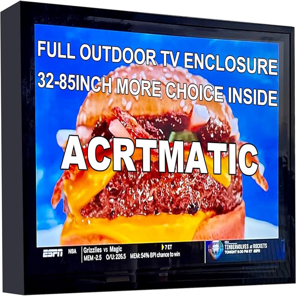 acrtmatic 60-65in Waterproof Outdoor TV Enclosure, with Transparent Front Panel, Clear Dust Resistant Television Cover for 60-65 inch Screens for Outside(Left Door), Include the TV Wall Mount
