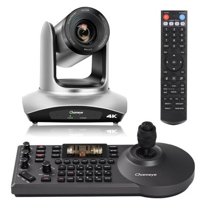 Chameye 4K PTZ Camera 20x Optical Zoom USB3.0/IP/LAN HDMI PTZ Camera for Live Streaming Church Worship Conference Education Events and PTZ Controller PoE 4D Joystick Keyboard,C420+E300
