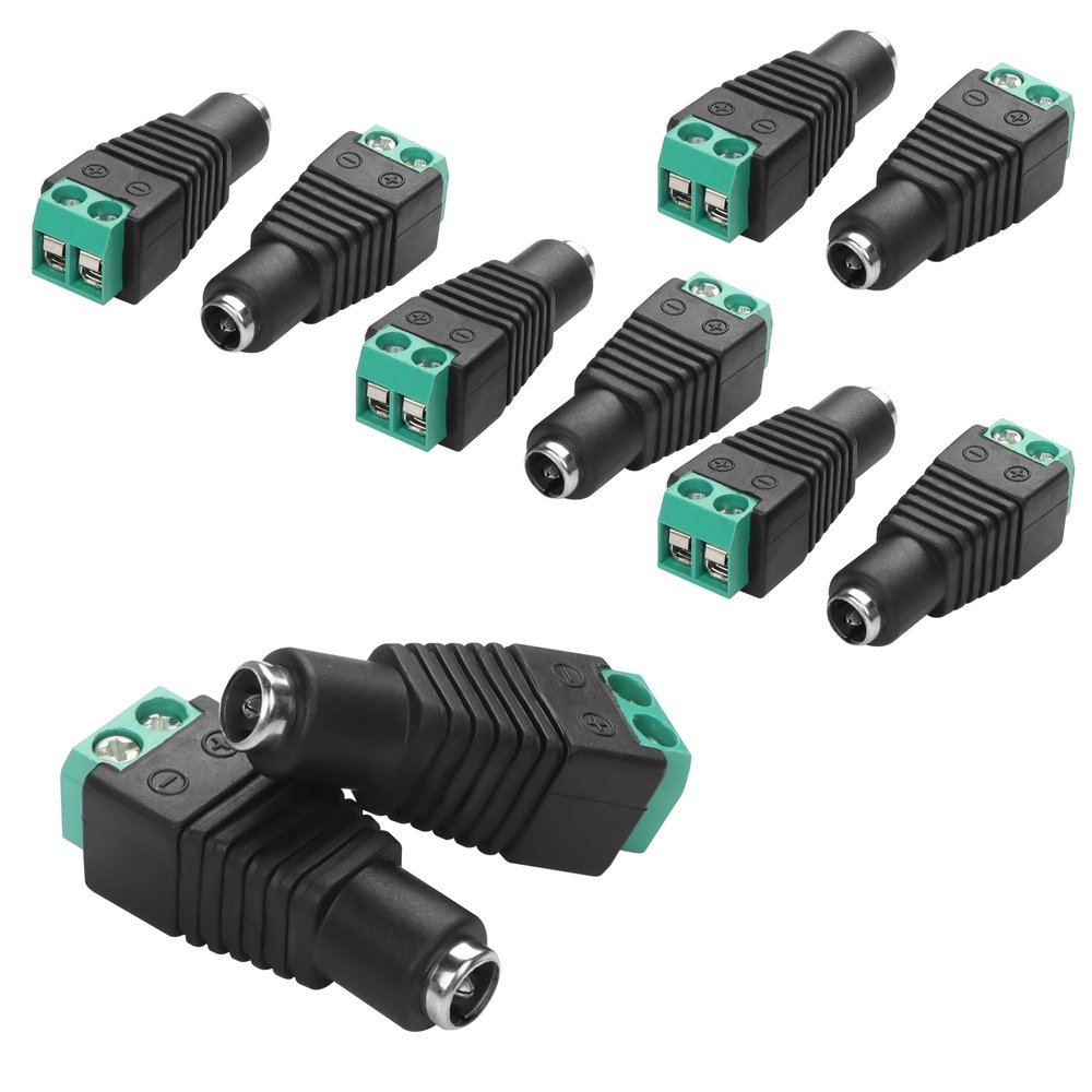 YAODHAOD 12V DC Adapter 5.5mm x 2.1mm DC Power Connector Plug Jack Connector for LED Strip CCTV Security Camera Cable End Plugs (DC Female)