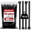 Zip Ties 10 inch (100 Pack), Black Cable Ties, 45lb Tensile Strength, Wire Ties, Glufirm view 1