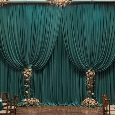 20ft x 10ft Wrinkle Free Hunter Green Wedding Backdrop Curtains for Party Bridal Shower Reception Decorations Green Fabric Curtain Backdrops Drapes for Photography Baby Shower Birthday Background