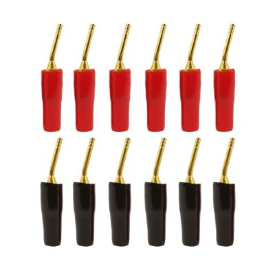 WUZDPRCJ 12Pcs/lot Small Gold-Plated 2mm Banana Plug Curved Pin Audio Speaker Plugs Screw Lock Wiring Terminal Banana Connector