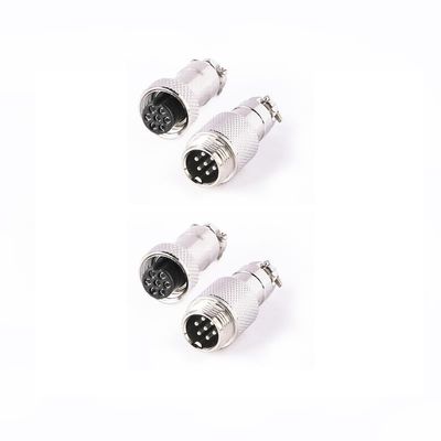 2 Pcs GX12 7 Pin Metal Male Female Panel Connector, 12mm Panel Mount Circular Metal Aviation Connector Adapter Plug Socket for Cable Power Connection (2 Sets)