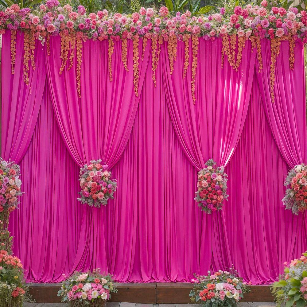 20ft x 10ft Wrinkle Free Hot Pink Wedding Backdrop Curtains for Party Bridal Shower Reception Decorations Hot Pink Fabric Curtain Backdrops Drapes for Photography Baby Shower Birthday Background