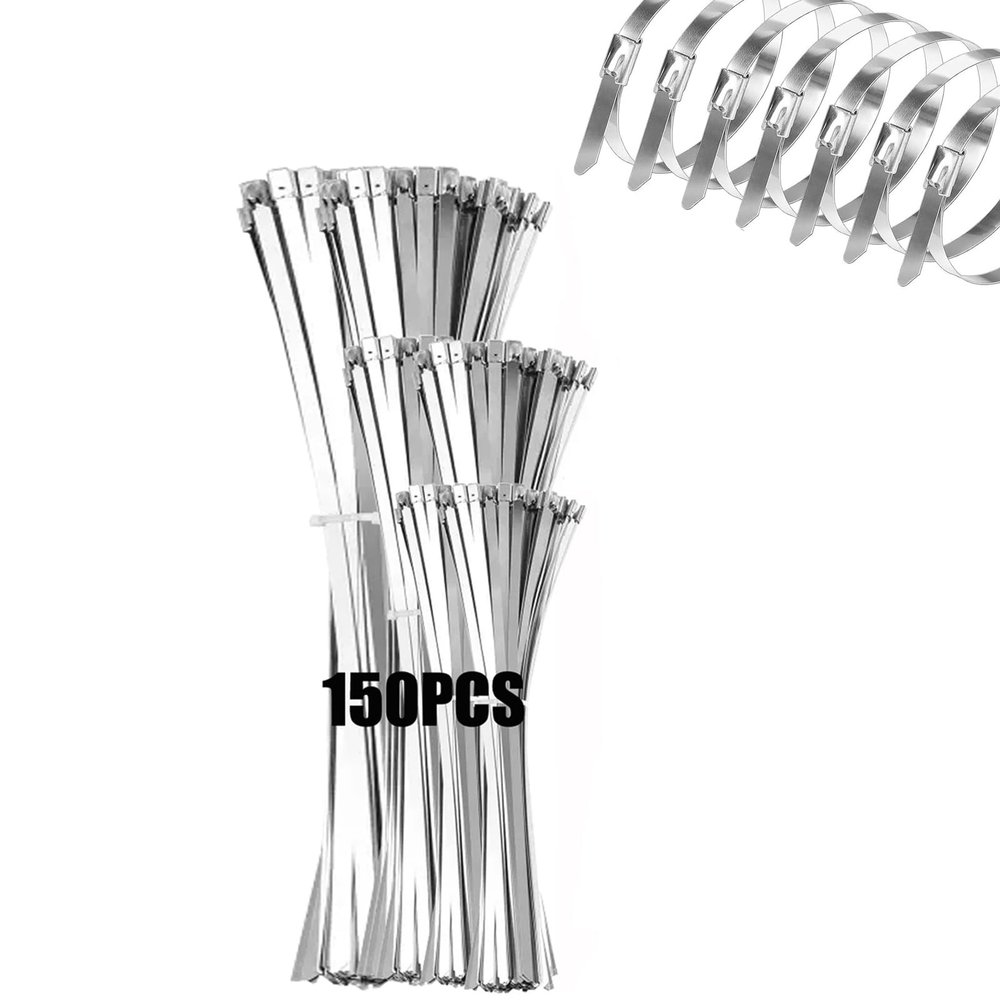 AuraBayze Heavy Duty Metal Zip Ties Gun Kit for Fastening Cutting,200PCS Self-locking Uv Resistant Stainless Steel Cable Ties Tool Set for Outdoor Fence, Exhaust Pipe,with 20PCS Screw Hole (1PCS Set)