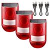 3Pcs Solar Alarm Lights with Motion Detector, Waterproof Outdoor Security Siren Light, 6 Led Flashing Red Light & 129Db Siren, 4 Modes for Farm, Villa, Barn, Yard, Home view 2