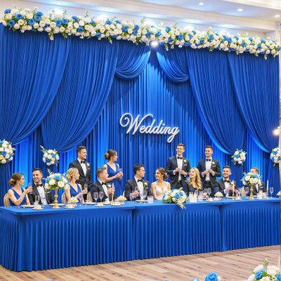50ft x 10ft Wrinkle Free Royal Blue Wedding Backdrop Curtains for Party Bridal Shower Reception Decorations Royal Blue Fabric Curtain Backdrops Drapes for Photography Baby Shower Birthday Background