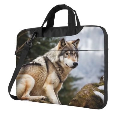 15.6 inch Laptop Tote Bag Men Women Snow Mountain Wild Wolf Shoulder Laptop Sleeve Briefcase Messenger Computer Bag