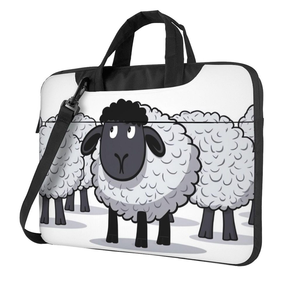 14 inch Laptop Tote Bag Men Women Cartoon Black White Sheep Shoulder Laptop Sleeve Briefcase Messenger Computer Bag