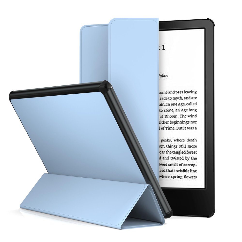 Arae Case for Kindle Paperwhite 11th Generation and Signature Edition 2021 Released, Ultra Slim Trifold PU Leather Smart Cover with Auto Sleep and Wake, Premium Protective Case,Baby Blue