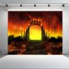CHNYWORK 9x6ft Hell Backdrop Hell Gate Life After Death Hellfire Heaven Hell Stairway Background Halloween Christian Religious Belief Church Theme Party Decor Portrait Photo Booth Props Wallpaper view 2