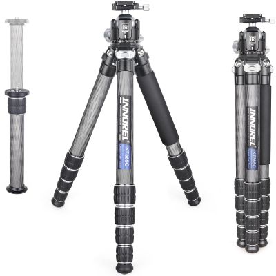 INNOREL Carbon Fiber Compact Tripod KT365C Professional 36mm Tube 5 Sections Heavy Duty Camera Stand for Digital DSLR Video Camcorder with 52mm Low Profile Panoramic Ballhead Center Column Load 30kg