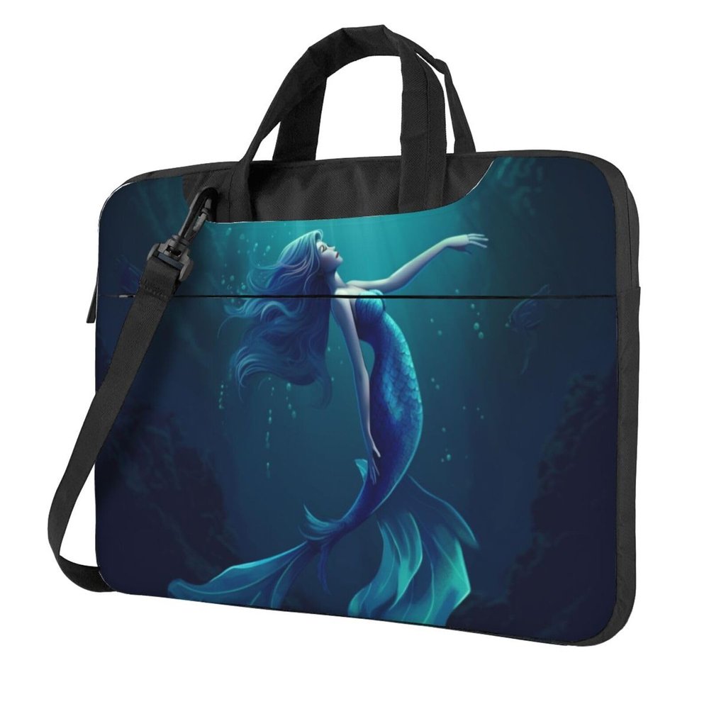 15.6 inch Laptop Tote Bag Men Women Blue Mermaid Shoulder Laptop Sleeve Briefcase Messenger Computer Bag