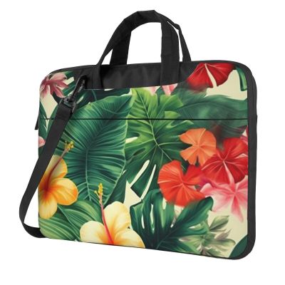 14 inch Laptop Tote Bag Men Women hojas tropicales y flores Shoulder Laptop Sleeve Briefcase Messenger Computer Bag