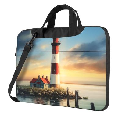 13 inch Laptop Tote Bag Men Women Seaside Lighthouse Shoulder Laptop Sleeve Briefcase Messenger Computer Bag