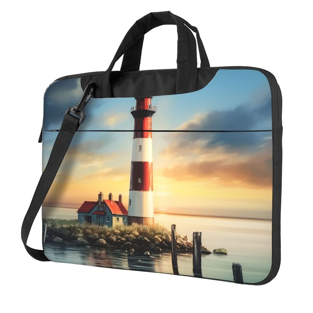 13 inch Laptop Tote Bag Men Women Seaside Lighthouse Shoulder Laptop Sleeve Briefcase Messenger Computer Bag