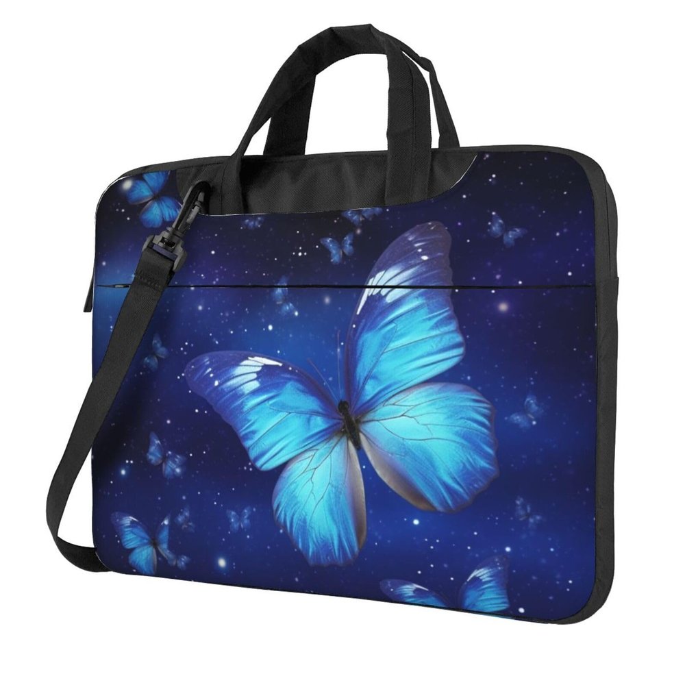 15.6 inch Laptop Tote Bag Men Women Blue Starry Butterfly Shoulder Laptop Sleeve Briefcase Messenger Computer Bag