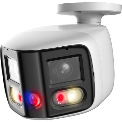 Dual-Lens 4K (8MP) TiOC Outdoor POE Camera - 2 x 4MP Duo 180 Panoramic Wide Angle AI Bullet IP Camera, Dual Color Night, Smart PSS Lite, DMSS, Active Detterence, 2-Way Audio, Human/Vehicle Detection