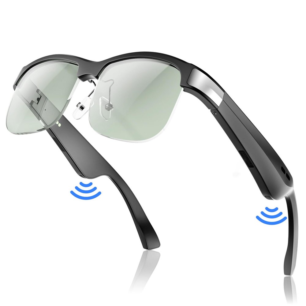 GAXABI Smart Glasses, Polarized Bluetooth Sunglasses, Built-in Mic & Speakers, Voice Assistant, UV Protection, Bluetooth Glasses for Office, Driving, Cycling Outdoor Sports