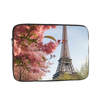 13 inch Laptop Sleeve Bag Paris Eiffel Tower Flower Laptop Bag Shockproof Computer Carrying Cover Slim Briefcase Handbag