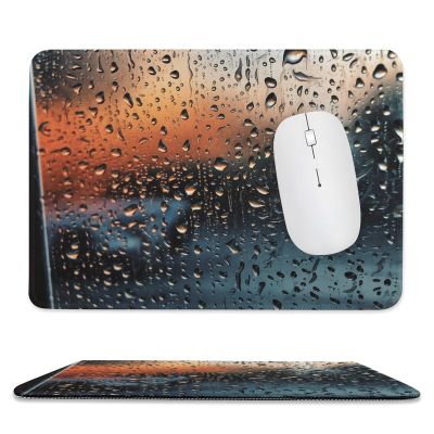 Mousepad 7.9"x9.4" Gaming Mousepads Non-Slip Mousemat Small Portable Mousepas Rain on Glass Mousepad for Laptop Office Home